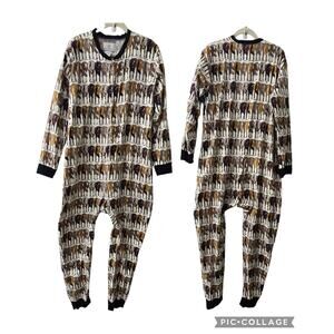 Knotty Woodpecker Flannel Horse Rump Long Johns Pajamas Unisex Size L Large